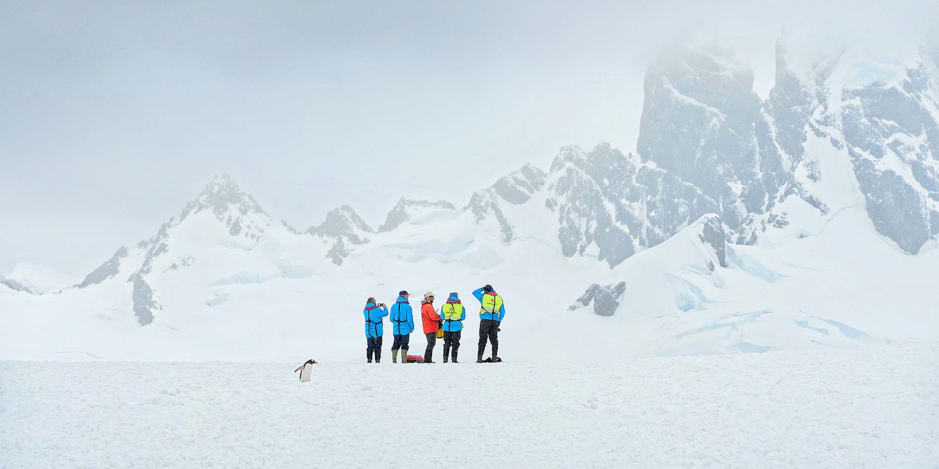 Un groupe de personnes conduisant des skis en bas d'une montagne couverte de neige