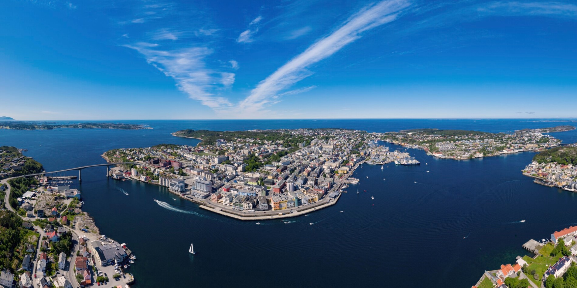 Aerial view of Kristiansund port in Norway