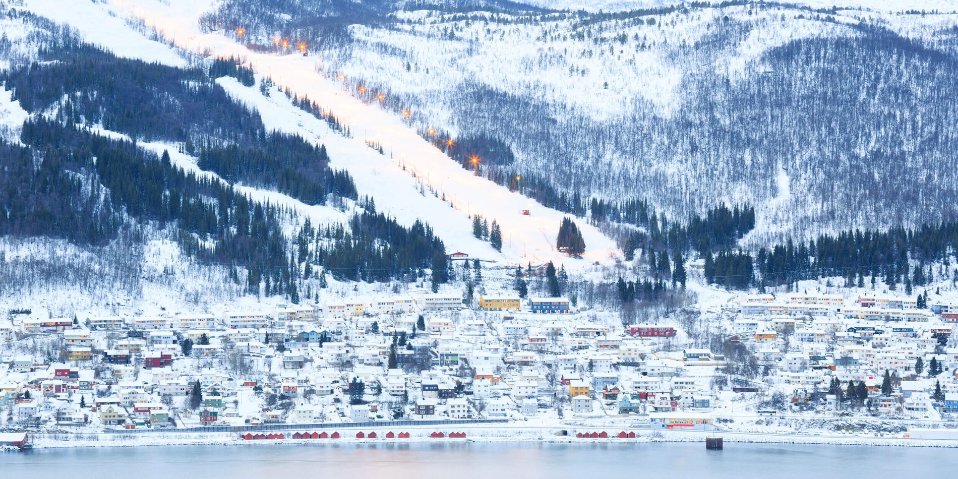 Vue hivernale de Narvik, Norvège